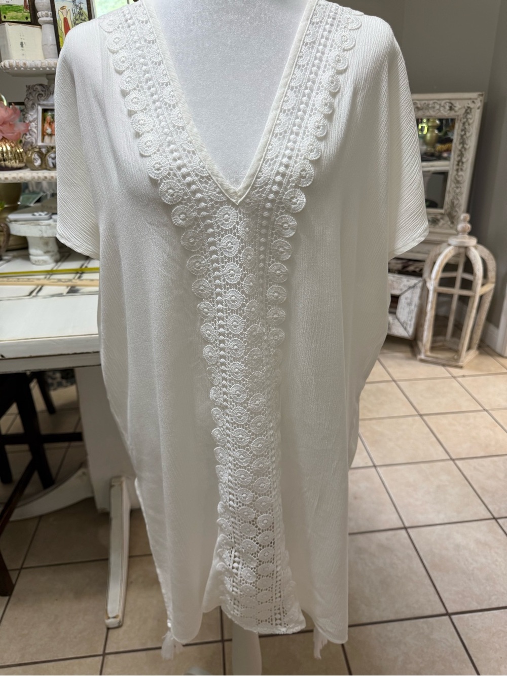 Kona Sol White Boho Swim Cover-Up – Size Small - Picture 2 of 11